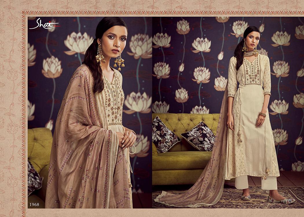 Modesta By Shai 1961 To 1968 Series Beautiful Suits Stylish Colorful Fancy Casual Wear & Ethnic Wear Pure Russian Silk Gold Print With Hand Work Dresses At Wholesale Price