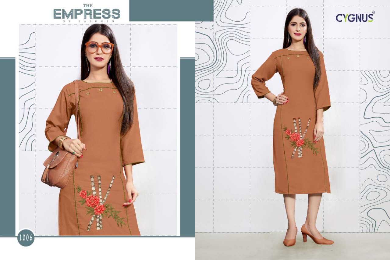 Mohini By Cygnus 1001 To 1006 Series Beautiful Stylish Fancy Colorful Casual Wear & Ethnic Wear & Ready To Wear Pure Cotton Embroidery Kurtis At Wholesale Price