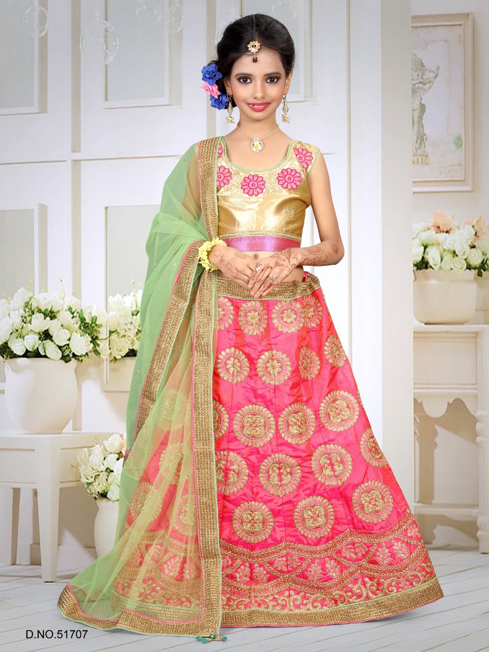 Mohini By Rinky Fashion 51704 To 51707 Series Designer Kids Collection Beautiful Stylish Colorful Party Wear & Occasional Wear Net Lehengas At Wholesale Price