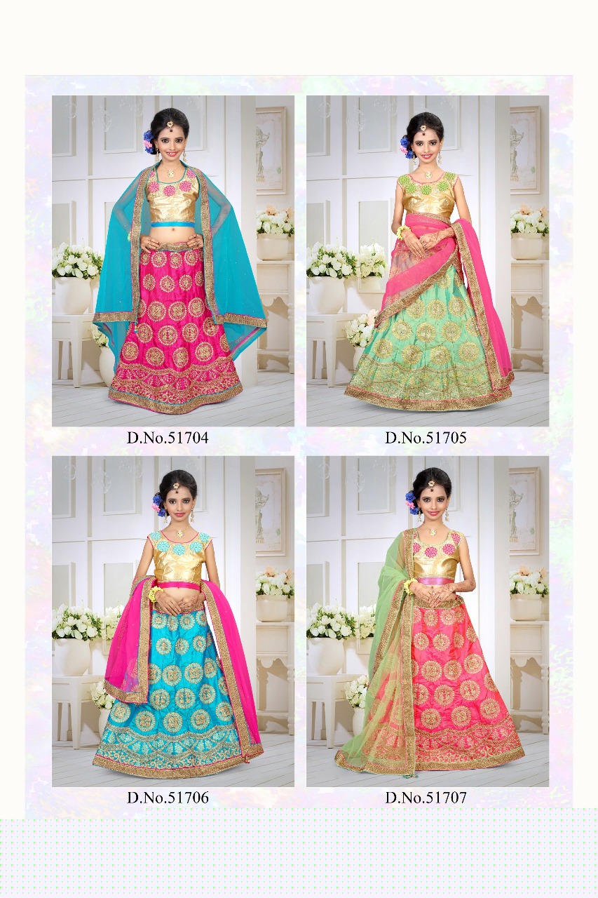 Mohini By Rinky Fashion 51704 To 51707 Series Designer Kids Collection Beautiful Stylish Colorful Party Wear & Occasional Wear Net Lehengas At Wholesale Price