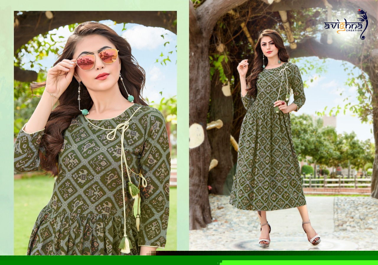 Moment By Avighna Creation 48 To 55 Series Beautiful Colorful Stylish Fancy Casual Wear & Ethnic Wear & Ready To Wear Rayon Printed Kurtis At Wholesale Price