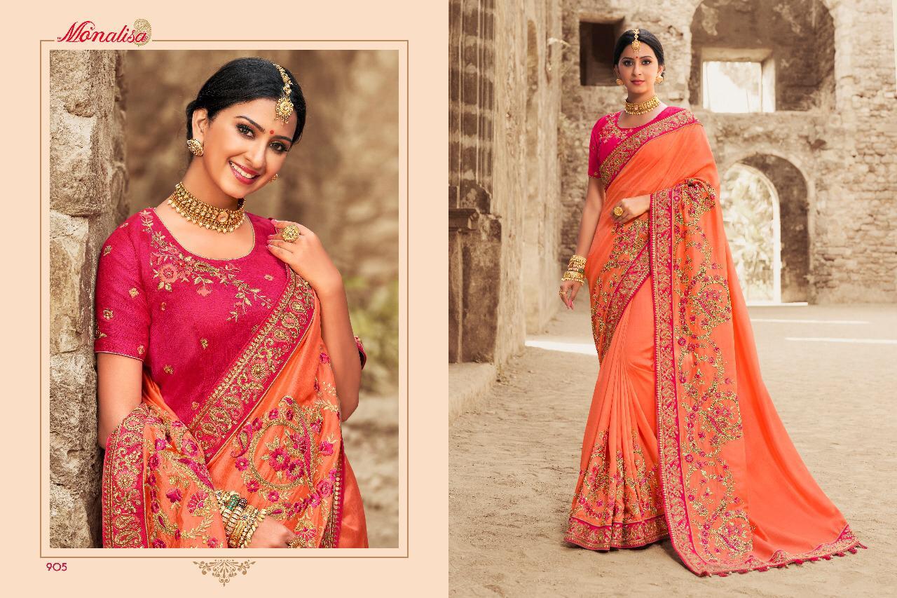 Monalisa 901 Series By Monalisa 901 To 911 Series Designer Wedding Collection Beautiful Stylish Fancy Colorful Party Wear & Occasional Wear Silk/ Modal Sarees At Wholesale Price