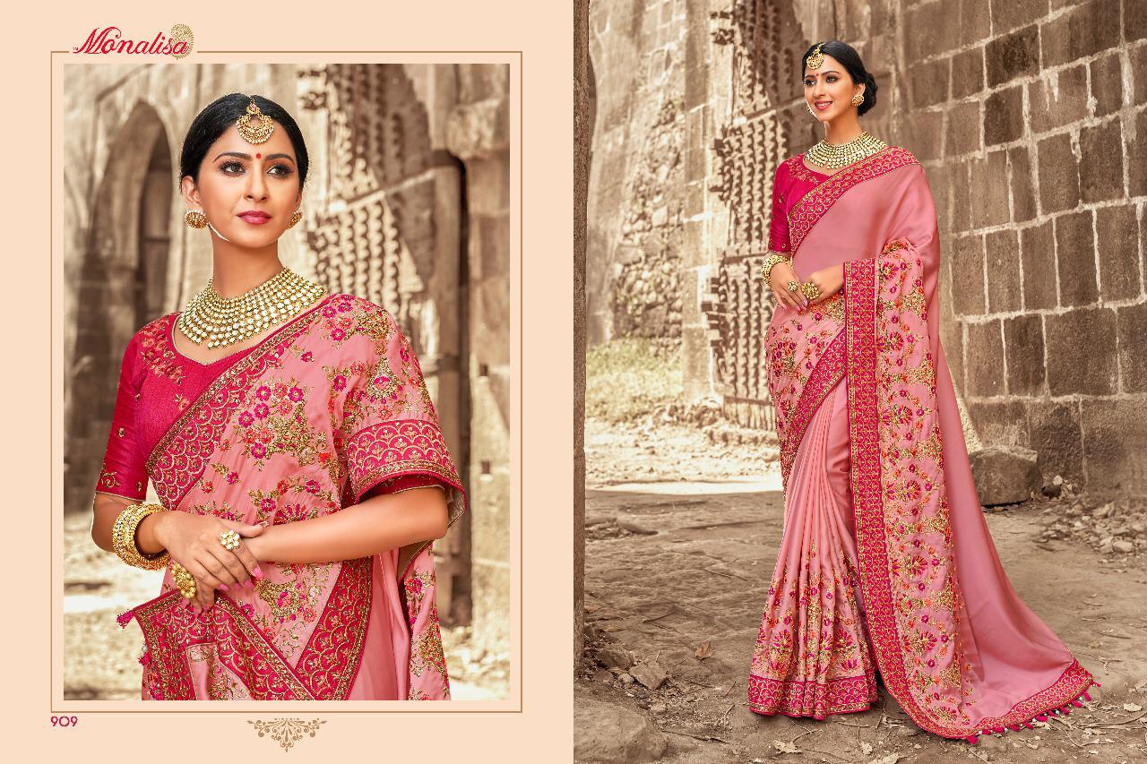 Monalisa 901 Series By Monalisa 901 To 911 Series Designer Wedding Collection Beautiful Stylish Fancy Colorful Party Wear & Occasional Wear Silk/ Modal Sarees At Wholesale Price