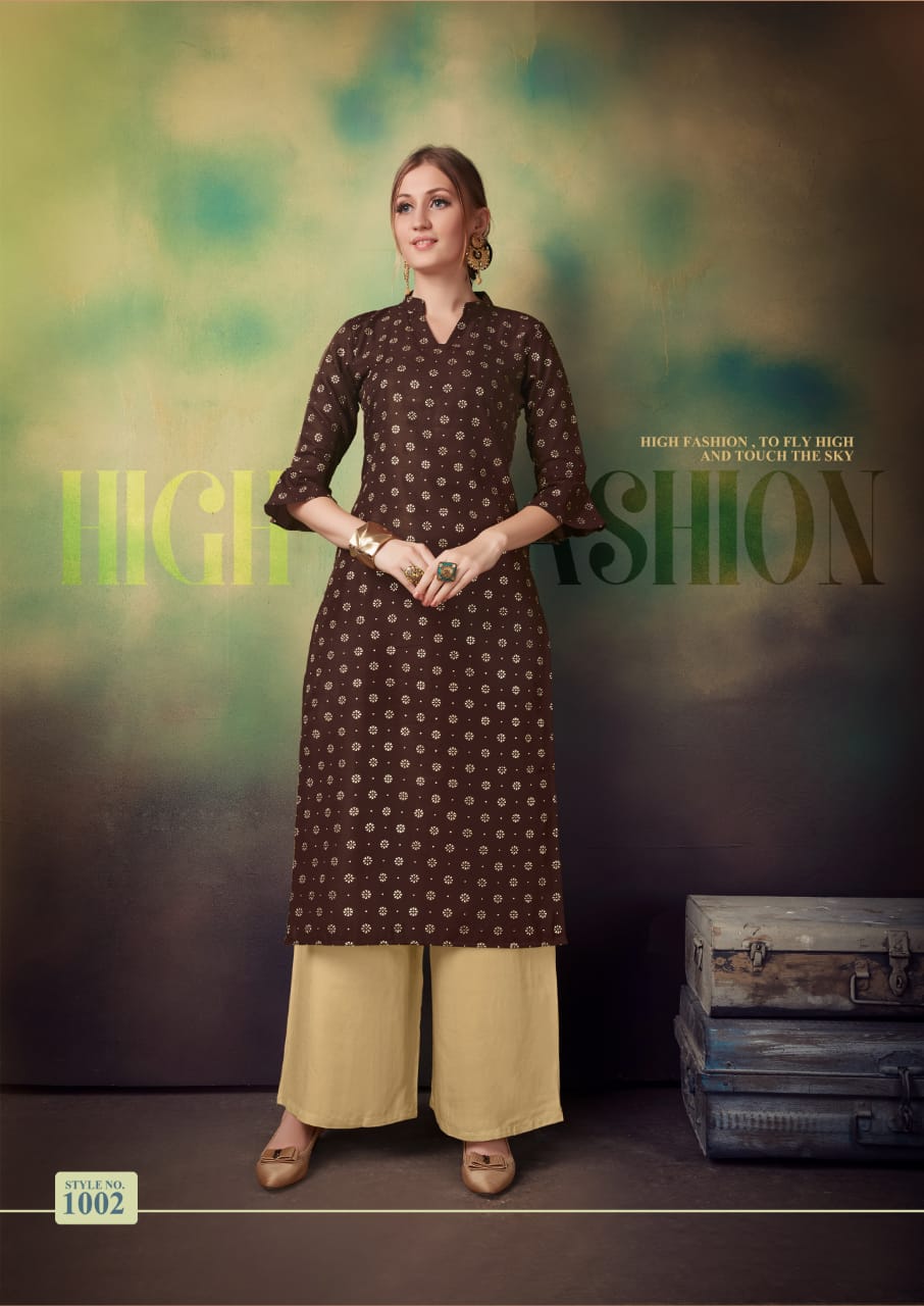 Monalisha Vol-1 By Manisha Fashion 1001 To 1004 Series Beautiful Stylish Fancy Colorful Casual Wear & Ethnic Wear & Ready To Wear Rayon Slub Lethar Foil Kurtis At Wholesale Price