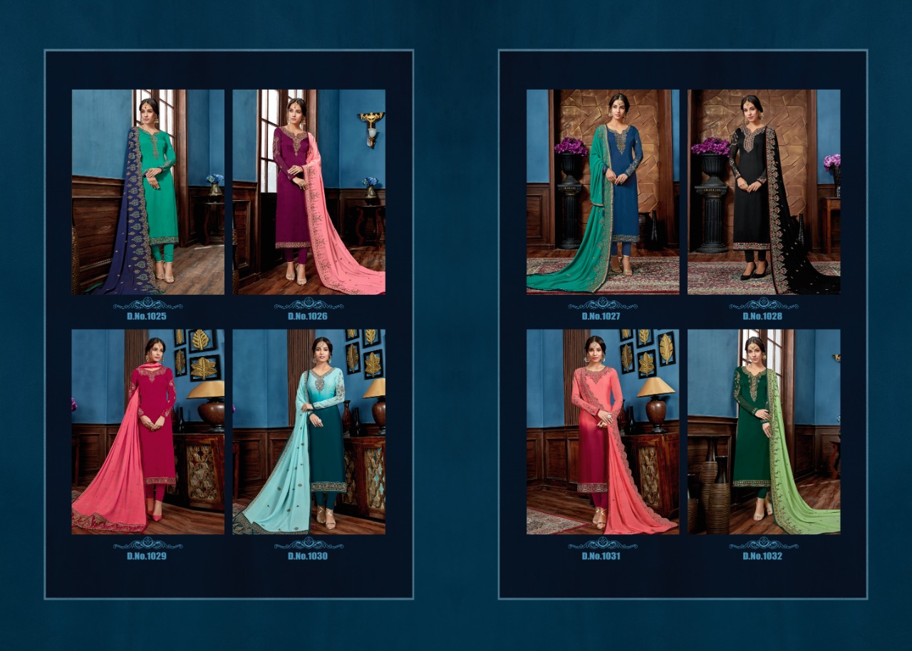 Monisha By Amyra 1025 To 1032 Series Beautiful Suits Stylish Colorful Fancy Casual Wear & Ethnic Wear Satin Georgette Dresses At Wholesale Price