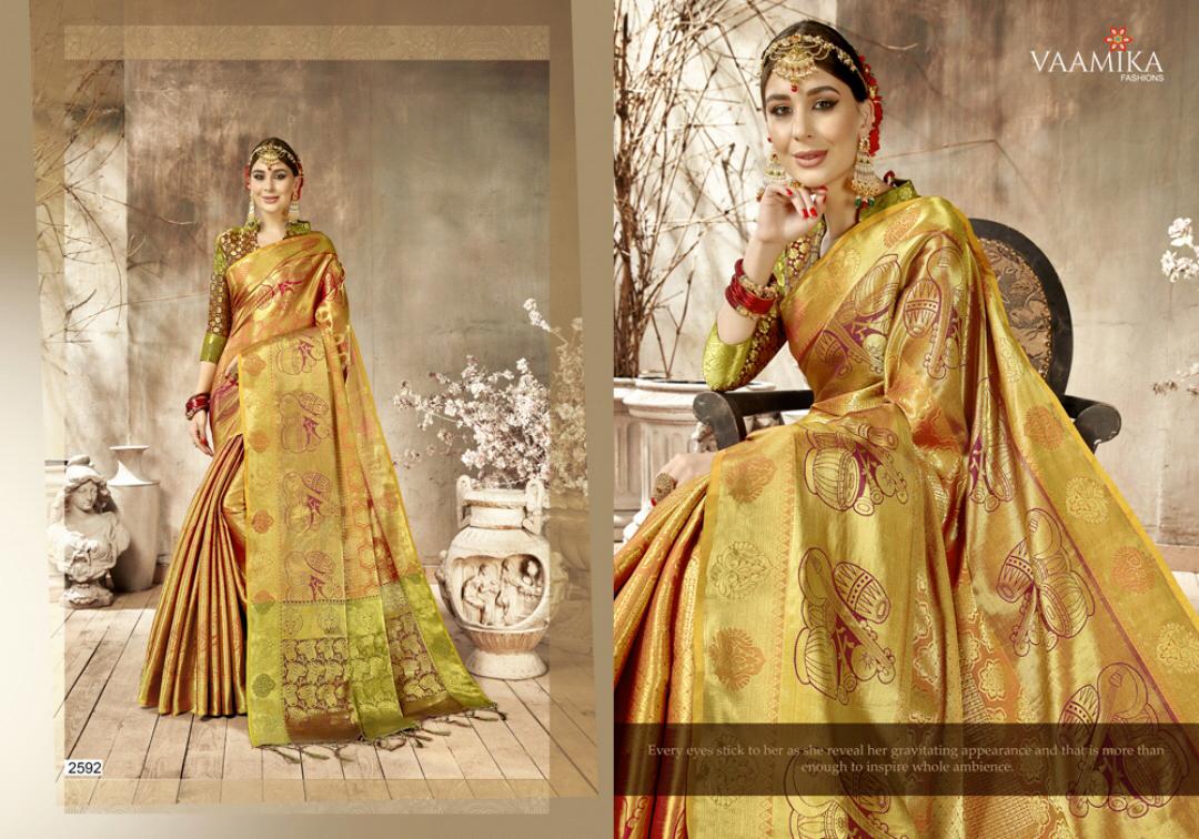 Monshika Silk By Vaamika Fashion 2591 To 2598 Series Designer Beautiful Wedding Collection Colorful Fancy Party Wear & Occasional Wear Silk Sarees At Wholesale Price