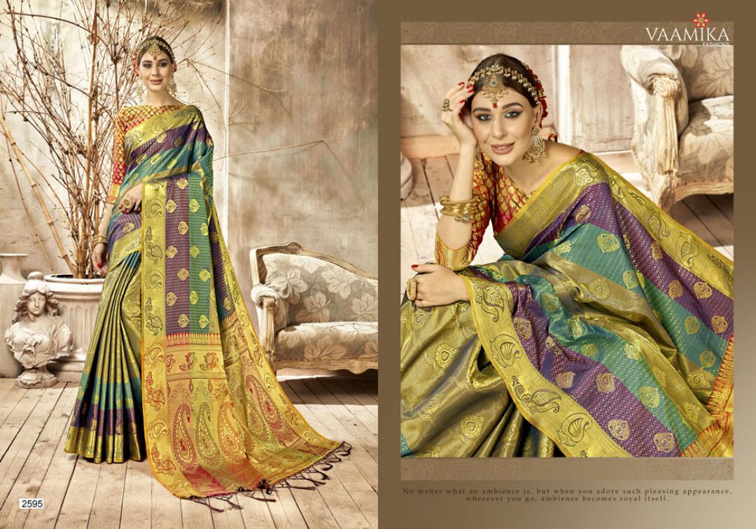 Monshika Silk By Vaamika Fashion 2591 To 2598 Series Designer Beautiful Wedding Collection Colorful Fancy Party Wear & Occasional Wear Silk Sarees At Wholesale Price