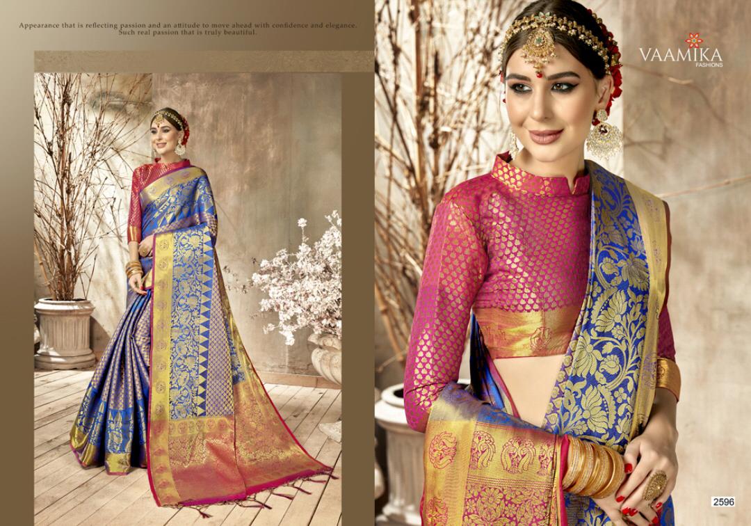 Monshika Silk By Vaamika Fashion 2591 To 2598 Series Designer Beautiful Wedding Collection Colorful Fancy Party Wear & Occasional Wear Silk Sarees At Wholesale Price