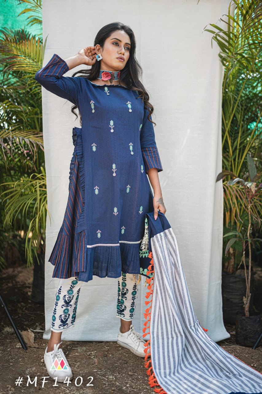 Mood Spring Summer Vol-19 By Mesmora 1400 To 1409 Series Beautiful Stylish Colorful Fancy Casual Wear & Ethnic Wear & Ready To Wear Pure Khadi Embroidery Kurtis At Wholesale Price