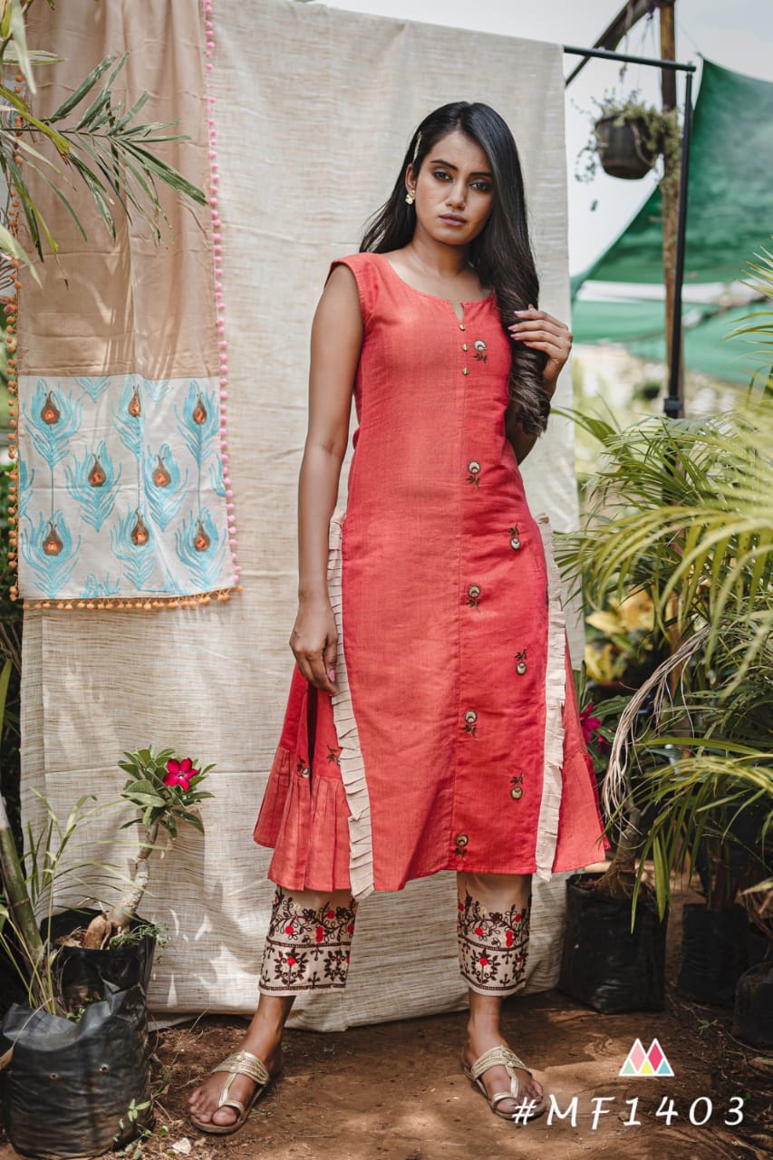 Mood Spring Summer Vol-19 By Mesmora 1400 To 1409 Series Beautiful Stylish Colorful Fancy Casual Wear & Ethnic Wear & Ready To Wear Pure Khadi Embroidery Kurtis At Wholesale Price