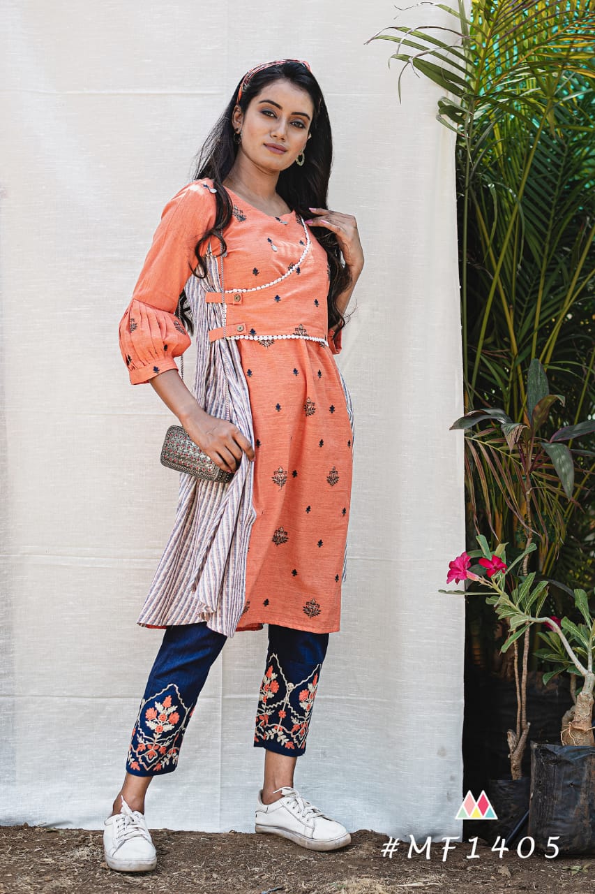 Mood Spring Summer Vol-19 By Mesmora 1400 To 1409 Series Beautiful Stylish Colorful Fancy Casual Wear & Ethnic Wear & Ready To Wear Pure Khadi Embroidery Kurtis At Wholesale Price