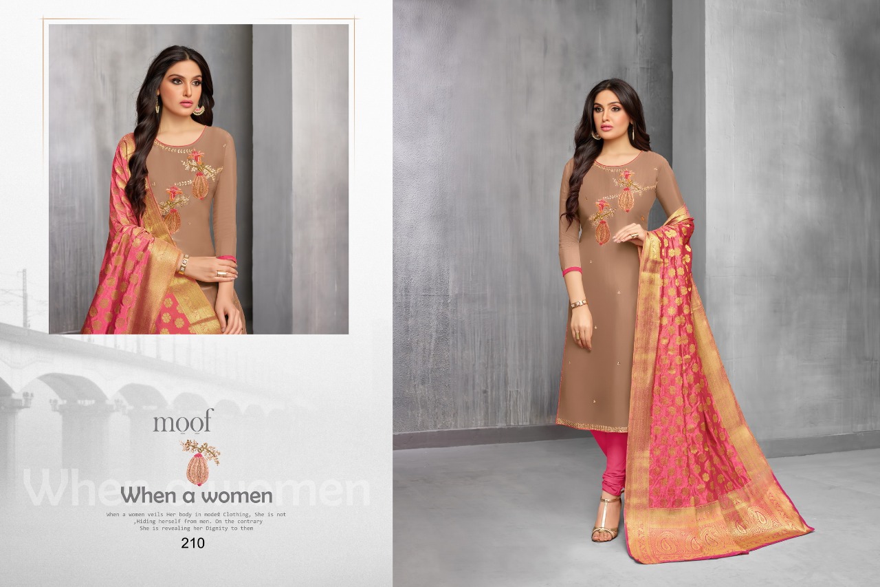 Moof Vol-9 By Moof Fashion 207 To 212 Series Beautiful Suits Stylish Fancy Colorful Casual Wear & Ethnic Wear Muslin Cotton Embroidered Dresses At Wholesale Price