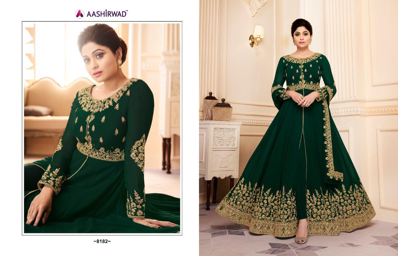 Mor Pankh By Aashirwad Creation 8181 To 8184 Series Designer Anarkali Suits Collection Beautiful Stylish Fancy Colorful Party Wear & Occasional Wear Butterfly Real Georgette Embroidered Dresses At Wholesale Price