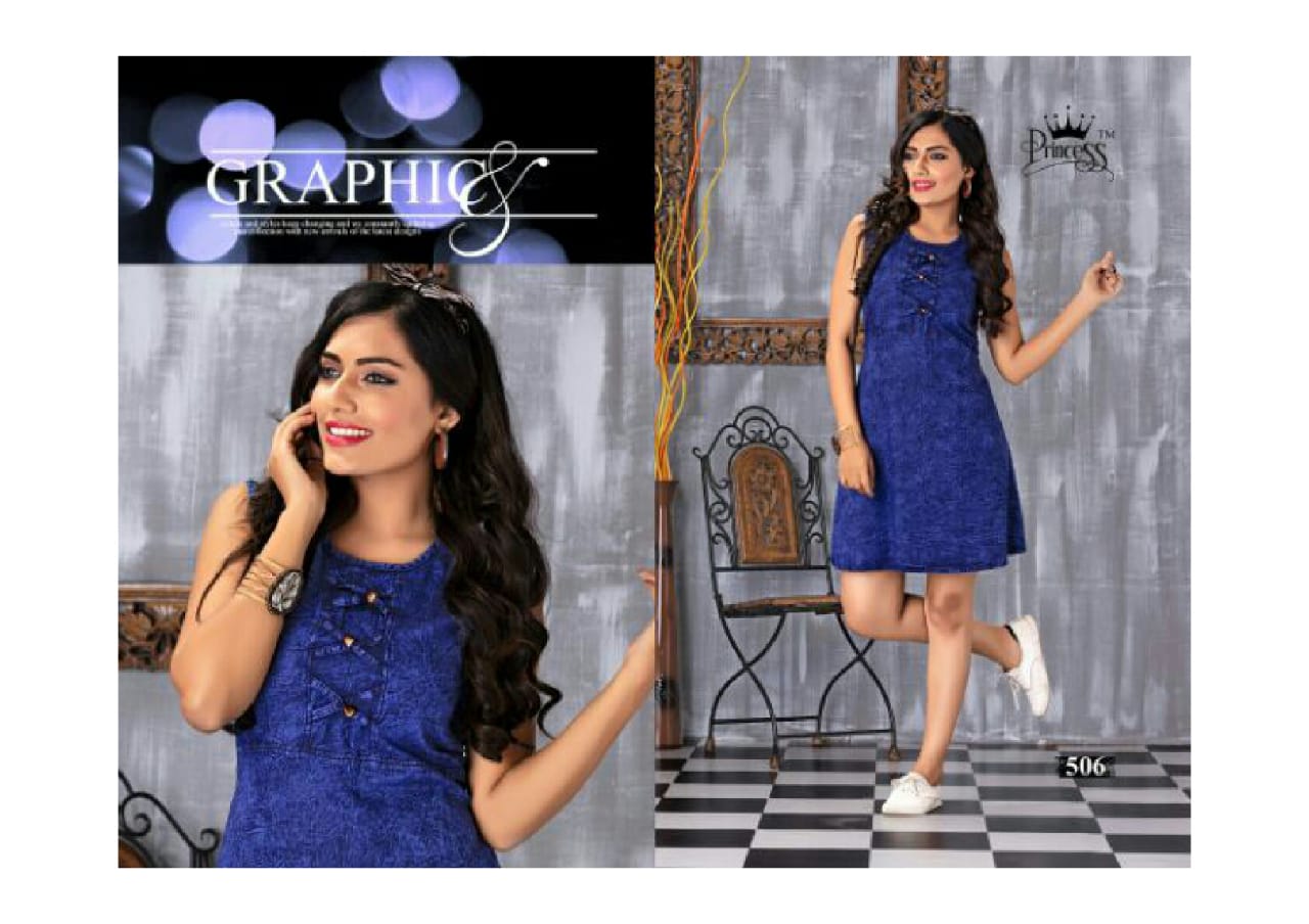 Mora Denim By Princess 501 To 512 Series Beautiful Stylish Fancy Colorful Casual Wear & Ethnic Wear & Ready To Wear Heavy Denim Kurtis At Wholesale Price