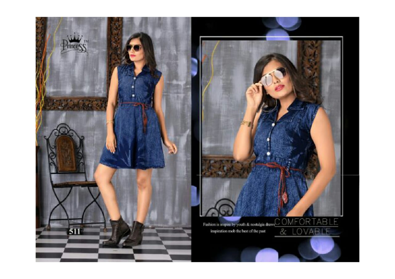 Mora Denim By Princess 501 To 512 Series Beautiful Stylish Fancy Colorful Casual Wear & Ethnic Wear & Ready To Wear Heavy Denim Kurtis At Wholesale Price