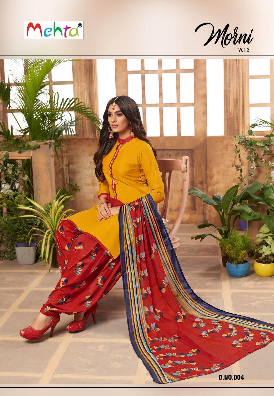 Morni Vol-3 By Mehta 001 To 008 Series Beautiful Suits Stylish Fancy Colorful Party Wear & Ethnic Wear Cambric With Work Dresses At Wholesale Price