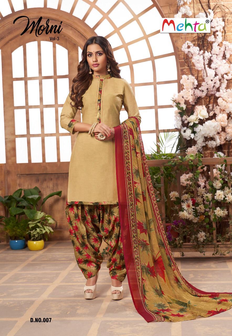 Morni Vol-3 By Mehta 001 To 008 Series Beautiful Suits Stylish Fancy Colorful Party Wear & Ethnic Wear Cambric With Work Dresses At Wholesale Price