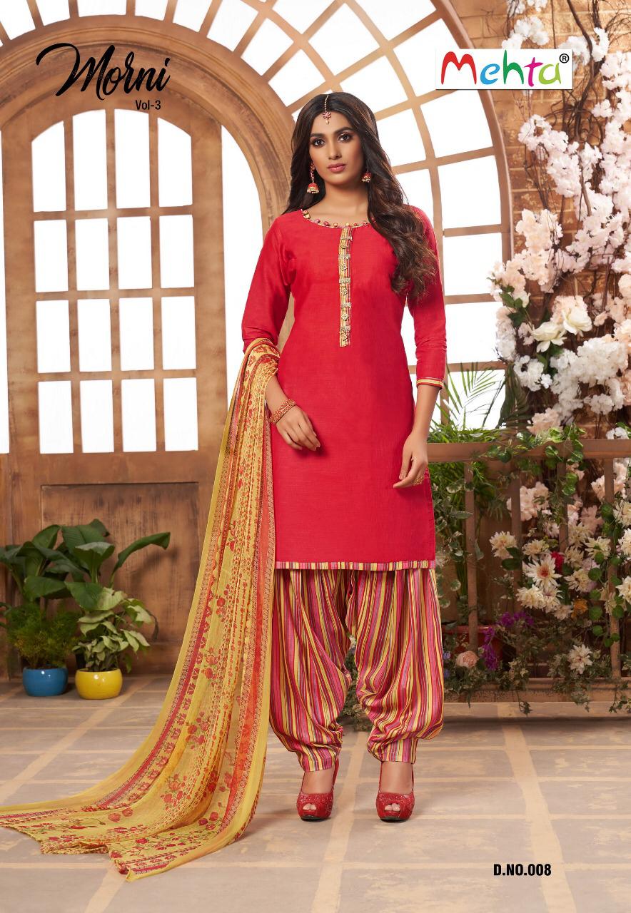 Morni Vol-3 By Mehta 001 To 008 Series Beautiful Suits Stylish Fancy Colorful Party Wear & Ethnic Wear Cambric With Work Dresses At Wholesale Price