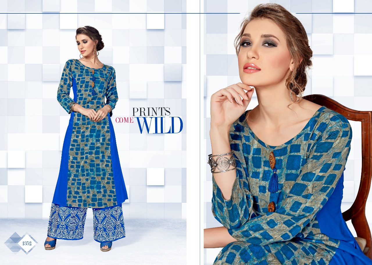 Morris Vol-3 By Kaamiri 1351 To 1356 Series Stylish Beautiful Colorful Fancy Stylish Casual Wear & Ethnic Wear Heavy Rayon & Daman Printed Kurtis & Palazzos At Wholesale Price