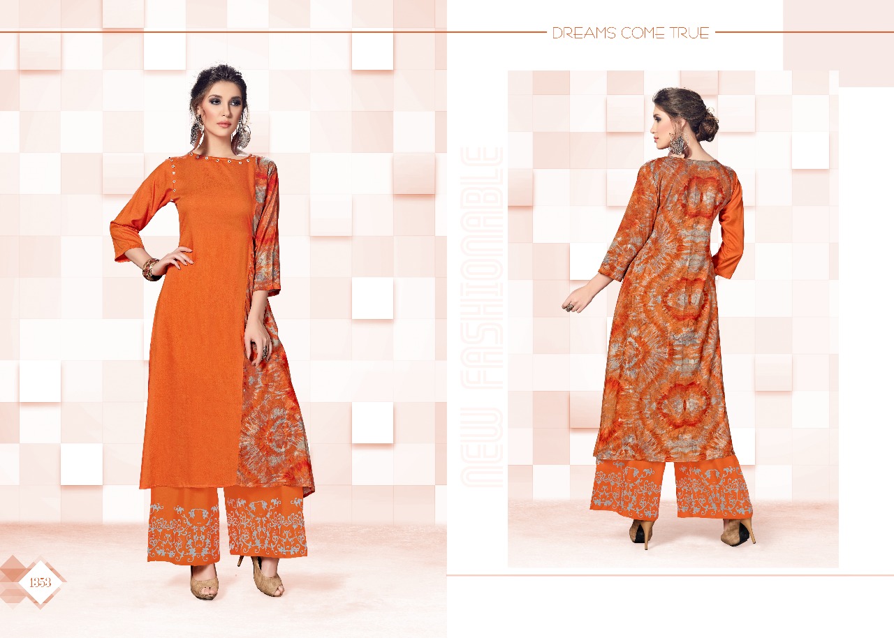 Morris Vol-3 By Kaamiri 1351 To 1356 Series Stylish Beautiful Colorful Fancy Stylish Casual Wear & Ethnic Wear Heavy Rayon & Daman Printed Kurtis & Palazzos At Wholesale Price