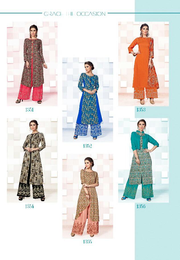 Morris Vol-3 By Kaamiri 1351 To 1356 Series Stylish Beautiful Colorful Fancy Stylish Casual Wear & Ethnic Wear Heavy Rayon & Daman Printed Kurtis & Palazzos At Wholesale Price