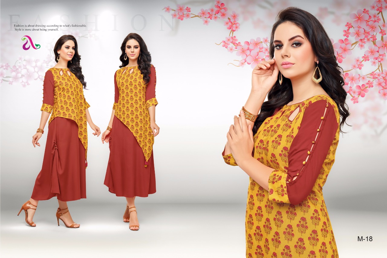 Motessa By Angroop Plus 18 To 25 Series Designer Stylish Fancy Colorful Beautiful Casual Wear & Ethnic Wear Pure Rayon Cotton Printed Kurtis At Wholesale Price