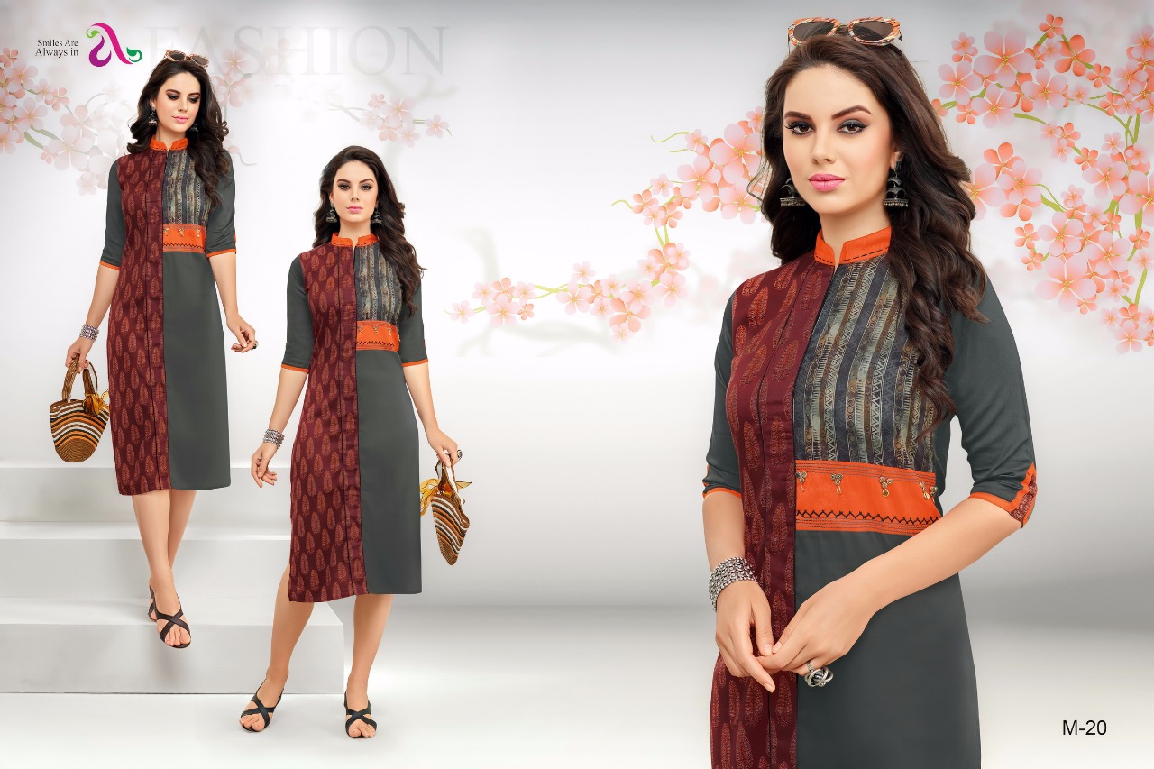 Motessa By Angroop Plus 18 To 25 Series Designer Stylish Fancy Colorful Beautiful Casual Wear & Ethnic Wear Pure Rayon Cotton Printed Kurtis At Wholesale Price