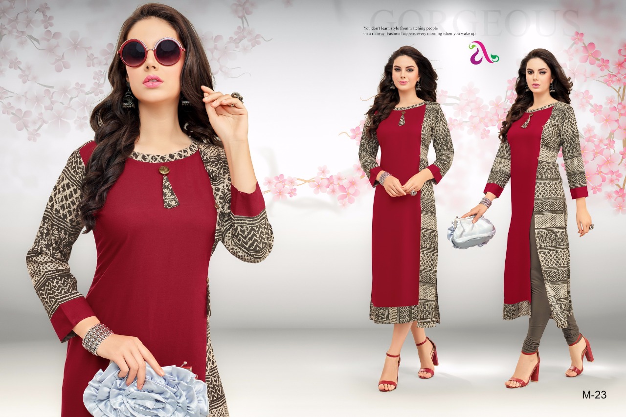 Motessa By Angroop Plus 18 To 25 Series Designer Stylish Fancy Colorful Beautiful Casual Wear & Ethnic Wear Pure Rayon Cotton Printed Kurtis At Wholesale Price