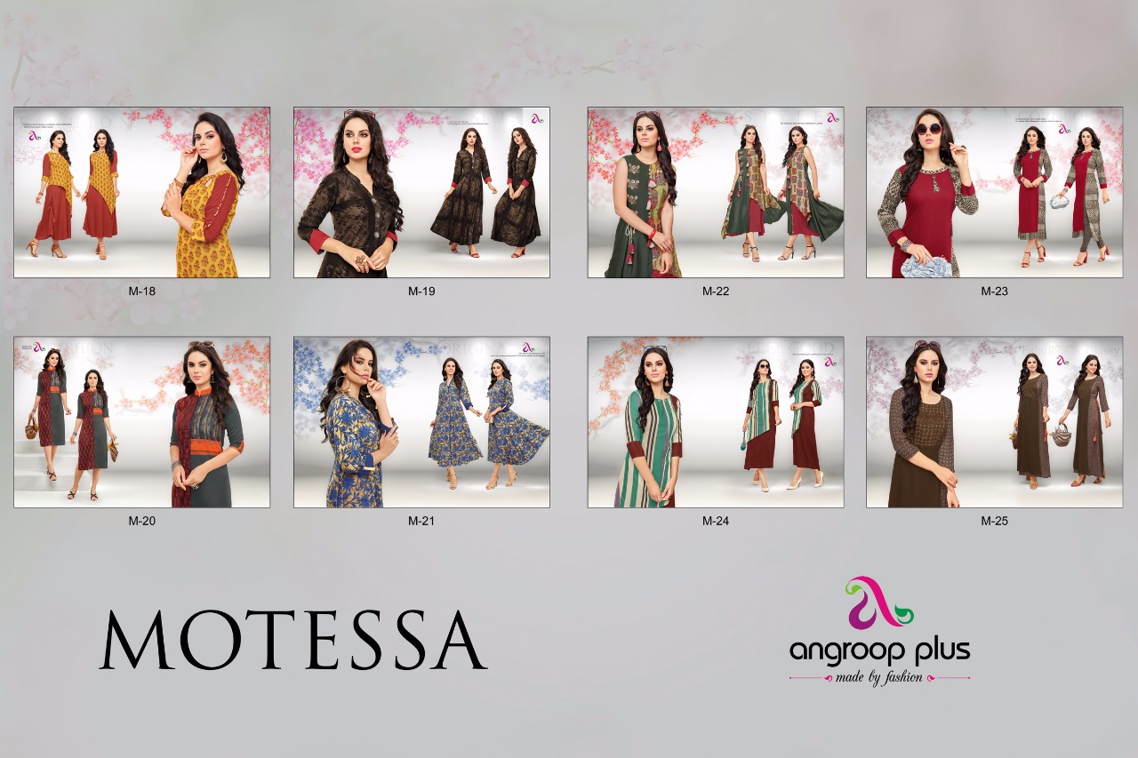 Motessa By Angroop Plus 18 To 25 Series Designer Stylish Fancy Colorful Beautiful Casual Wear & Ethnic Wear Pure Rayon Cotton Printed Kurtis At Wholesale Price