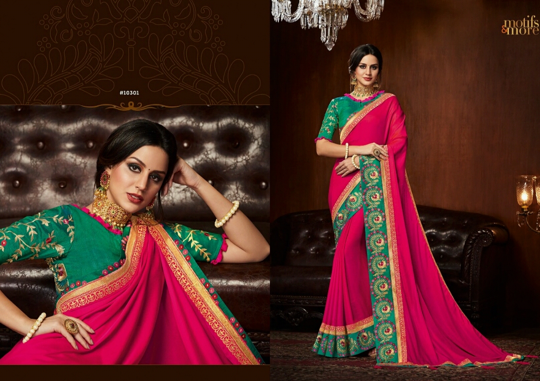 Motifs And More Vol-3 By Motifs & More 10301 To 10318 Series Indian Traditional Wear Collection Beautiful Stylish Fancy Colorful Party Wear & Occasional Wear Sarees At Wholesale Price