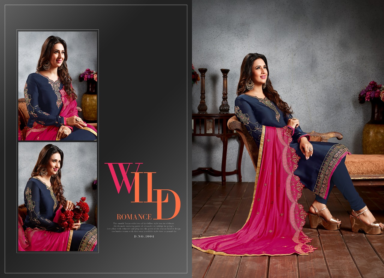 Mrigni Vol-5 By Mrigni 1001 To 1008 Series Indian Traditional Wear Collection Beautiful Stylish Fancy Colorful Party Wear & Occasional Wear Satin Georgette Embroidered Dress At Wholesale Price