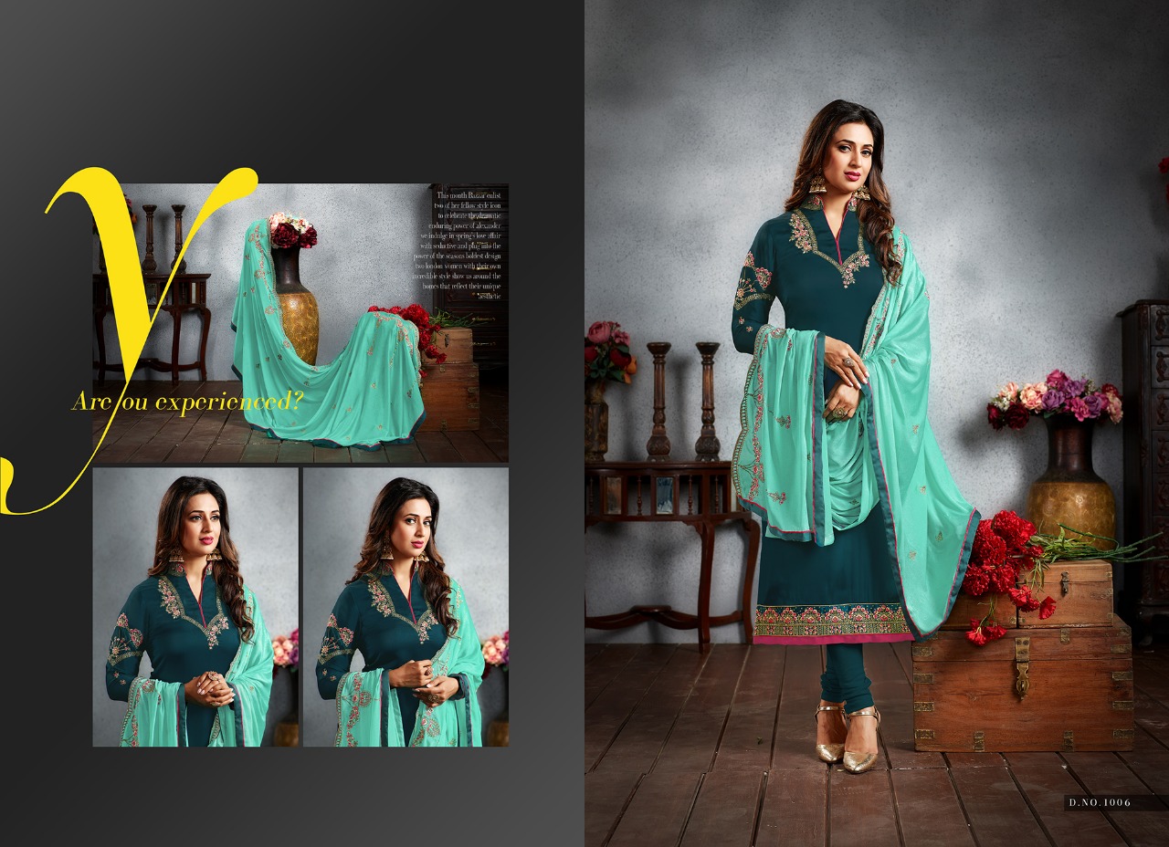 Mrigni Vol-5 By Mrigni 1001 To 1008 Series Indian Traditional Wear Collection Beautiful Stylish Fancy Colorful Party Wear & Occasional Wear Satin Georgette Embroidered Dress At Wholesale Price