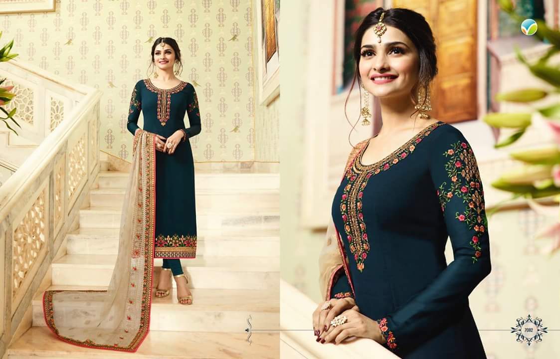 Mumtaz By Vinay Fashion 7081 To 7087 Series Designer Wedding Collection Beautiful Stylish Fancy Colorful Party Wear & Occasional Wear Georgette Silk Embroidered Dresses At Wholesale Price