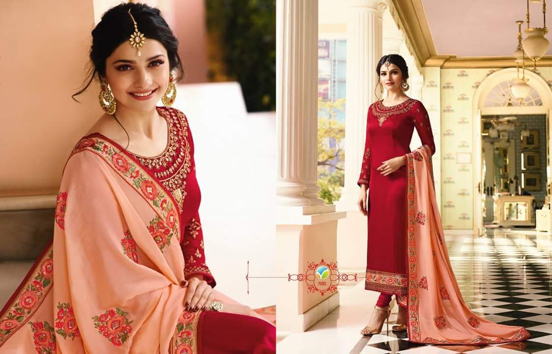 Mumtaz By Vinay Fashion 7081 To 7087 Series Designer Wedding Collection Beautiful Stylish Fancy Colorful Party Wear & Occasional Wear Georgette Silk Embroidered Dresses At Wholesale Price