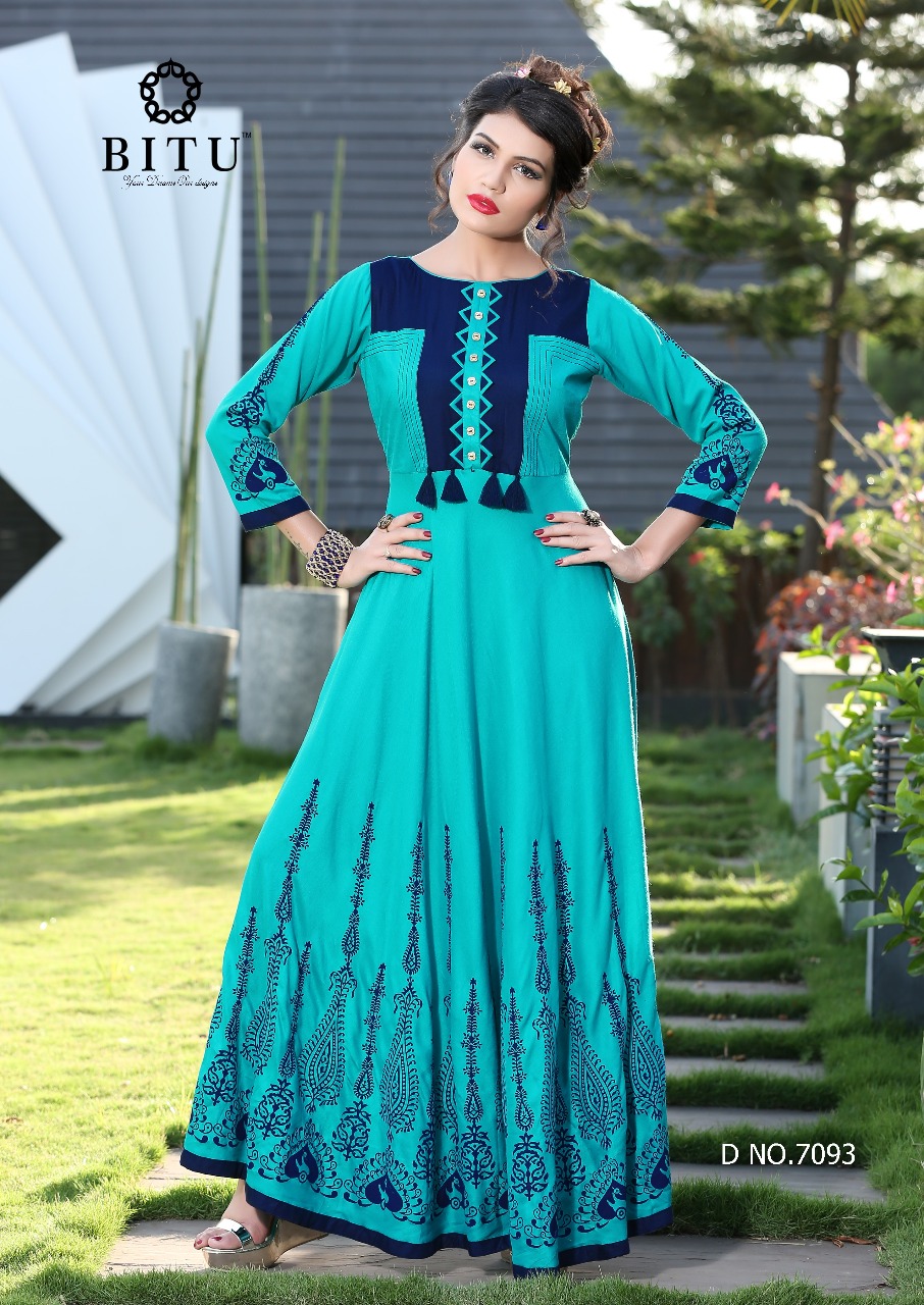 Muskaan By Bitu 7091 To 7096 Series Designer Beautiful Stylish Fancy Colorful Casual Wear & Ethnic Wear Heavy Rayon Kurtis At Wholesale Price