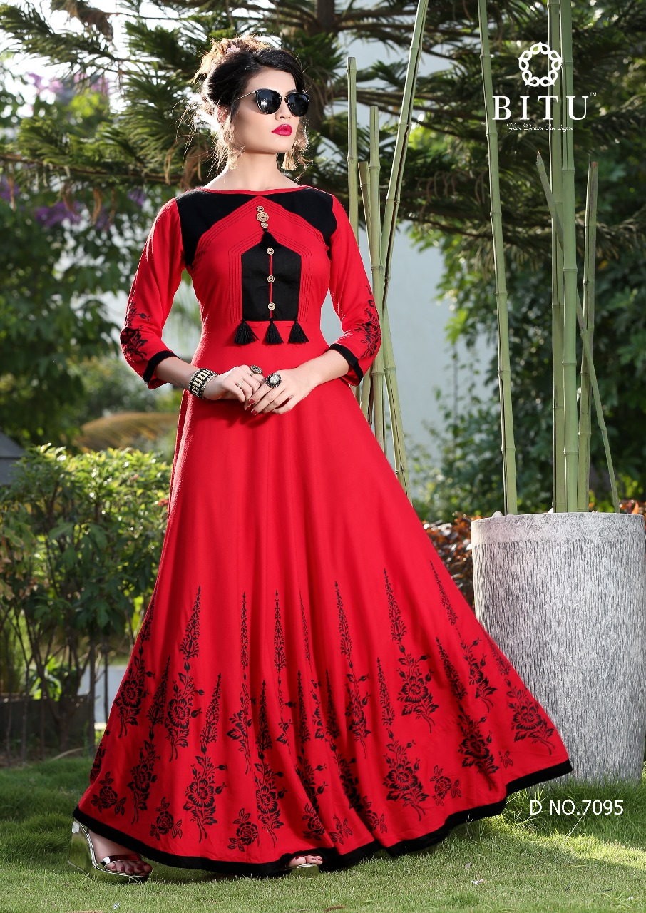 Muskaan By Bitu 7091 To 7096 Series Designer Beautiful Stylish Fancy Colorful Casual Wear & Ethnic Wear Heavy Rayon Kurtis At Wholesale Price