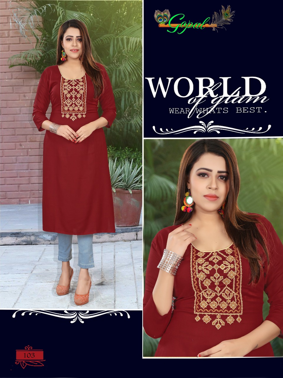 Muskan By Gopal 101 To 108 Series Stylish Colorful Fancy Beautiful Casual Wear & Ethnic Wear Collection Rayon Embroidered Kurtis At Wholesale Price