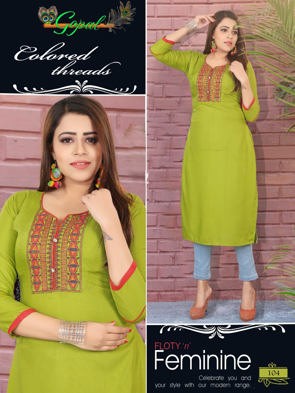 Muskan By Gopal 101 To 108 Series Stylish Colorful Fancy Beautiful Casual Wear & Ethnic Wear Collection Rayon Embroidered Kurtis At Wholesale Price