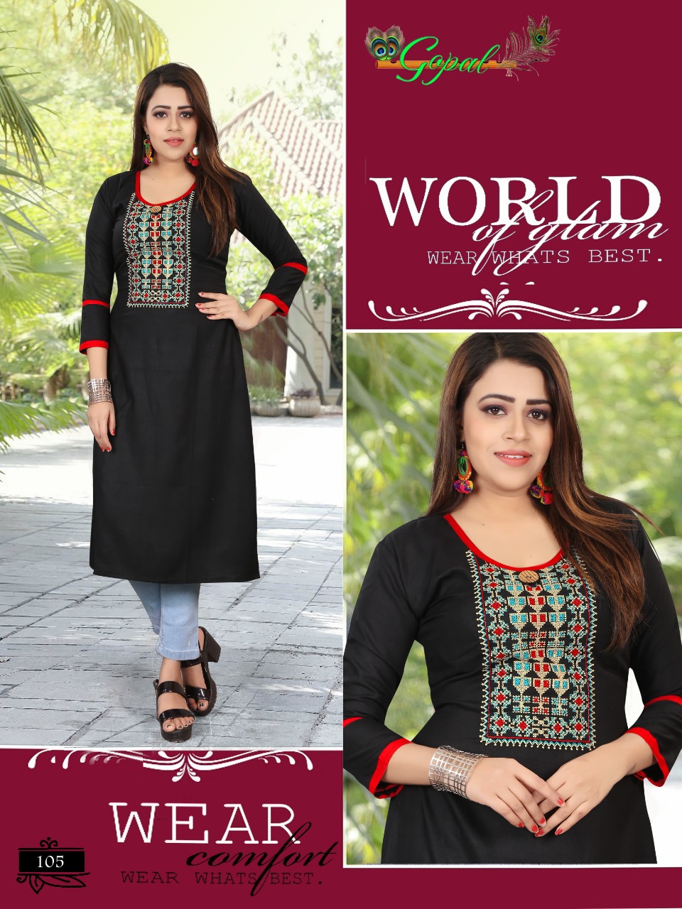 Muskan By Gopal 101 To 108 Series Stylish Colorful Fancy Beautiful Casual Wear & Ethnic Wear Collection Rayon Embroidered Kurtis At Wholesale Price