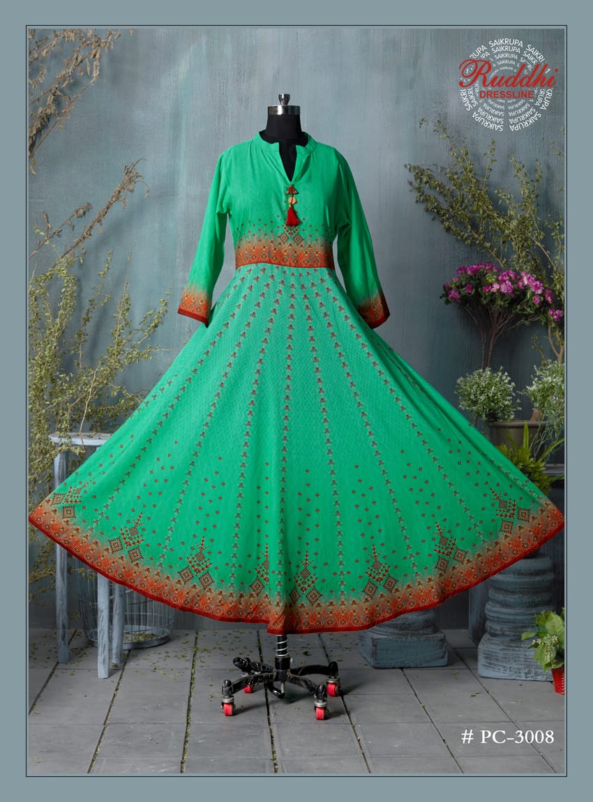 Muslin Gown By Ruddhi Dressline 3001 To 3009 Series Designer Beautiful Wedding Collection Occasional Wear & Party Wear Pure Muslin Digital Print Gowns At Wholesale Price