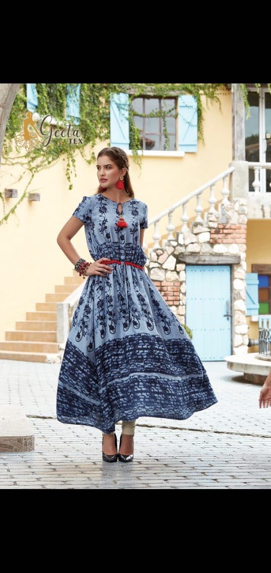 My Look By Geeta Tex 1001 To 1009 Series Beautiful Stylish Fancy Colorful Casual Wear & Ethnic Wear & Ready To Wear Pure Rayon Printed Kurtis At Wholesale Price