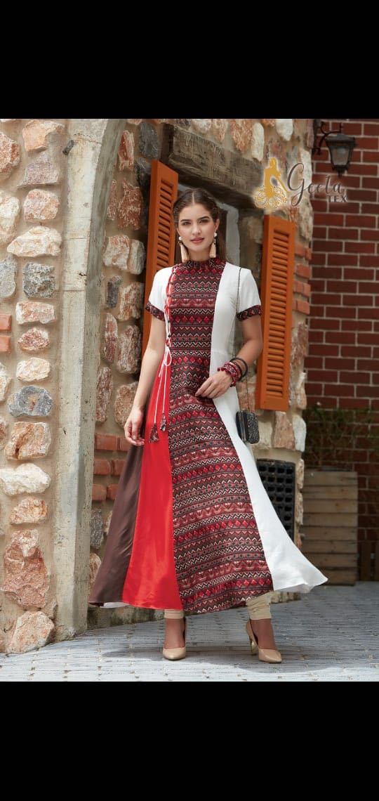 My Look By Geeta Tex 1001 To 1009 Series Beautiful Stylish Fancy Colorful Casual Wear & Ethnic Wear & Ready To Wear Pure Rayon Printed Kurtis At Wholesale Price