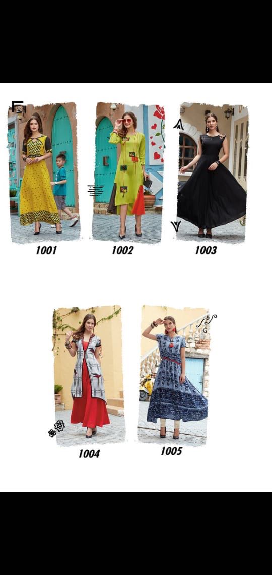 My Look By Geeta Tex 1001 To 1009 Series Beautiful Stylish Fancy Colorful Casual Wear & Ethnic Wear & Ready To Wear Pure Rayon Printed Kurtis At Wholesale Price