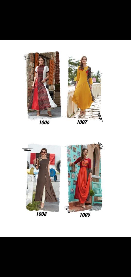My Look By Geeta Tex 1001 To 1009 Series Beautiful Stylish Fancy Colorful Casual Wear & Ethnic Wear & Ready To Wear Pure Rayon Printed Kurtis At Wholesale Price