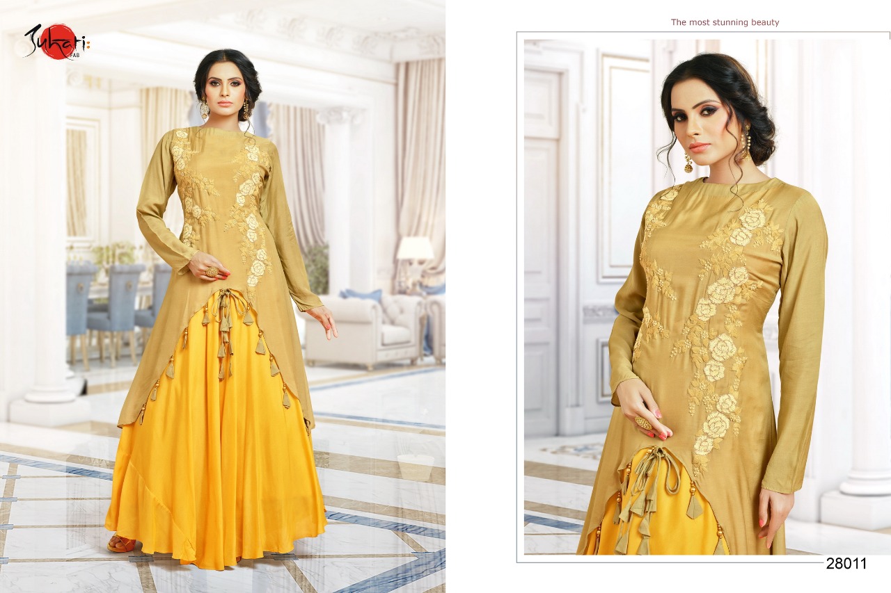 Myra Vol-4 By Suhati Fab 28008 To 28017 Series Designer Stylish Fancy Colorful Beautiful Party Wear & Ethnic Wear Satin/ Muslin Silk Kurtis At Wholesale Price