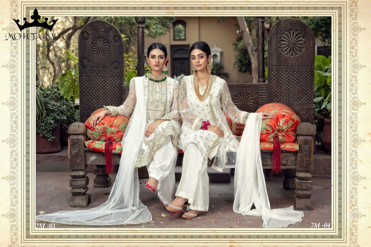 Naaz Vol-2 By Mohtarma Fabrics 01 To 07 Series Designer Pakistani Suits Collection Stylish Beautiful Fancy Colorful Party Wear & Occasional Wear Faux Georgette Dresses At Wholesale Price