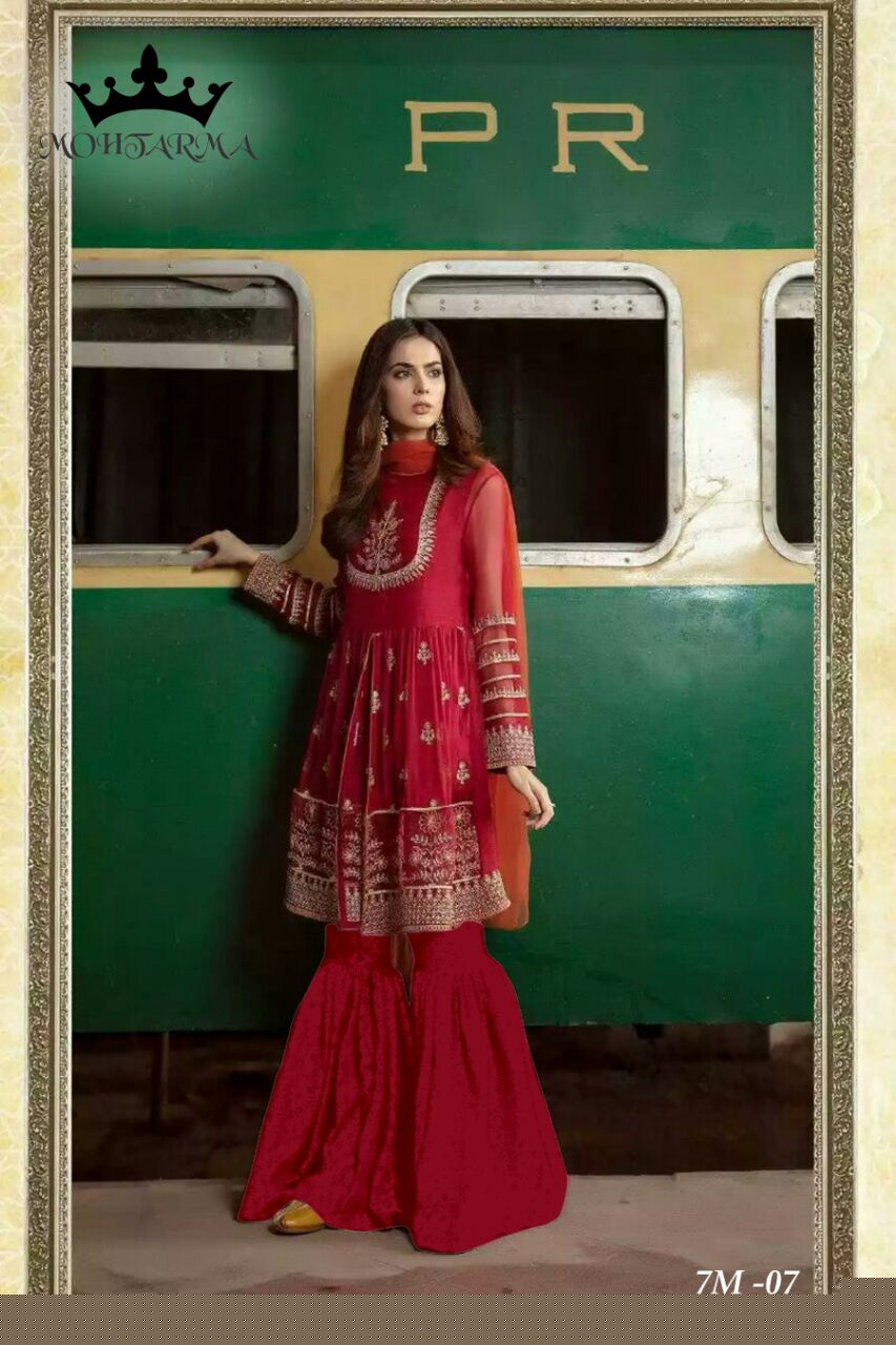 Naaz Vol-2 By Mohtarma Fabrics 01 To 07 Series Designer Pakistani Suits Collection Stylish Beautiful Fancy Colorful Party Wear & Occasional Wear Faux Georgette Dresses At Wholesale Price