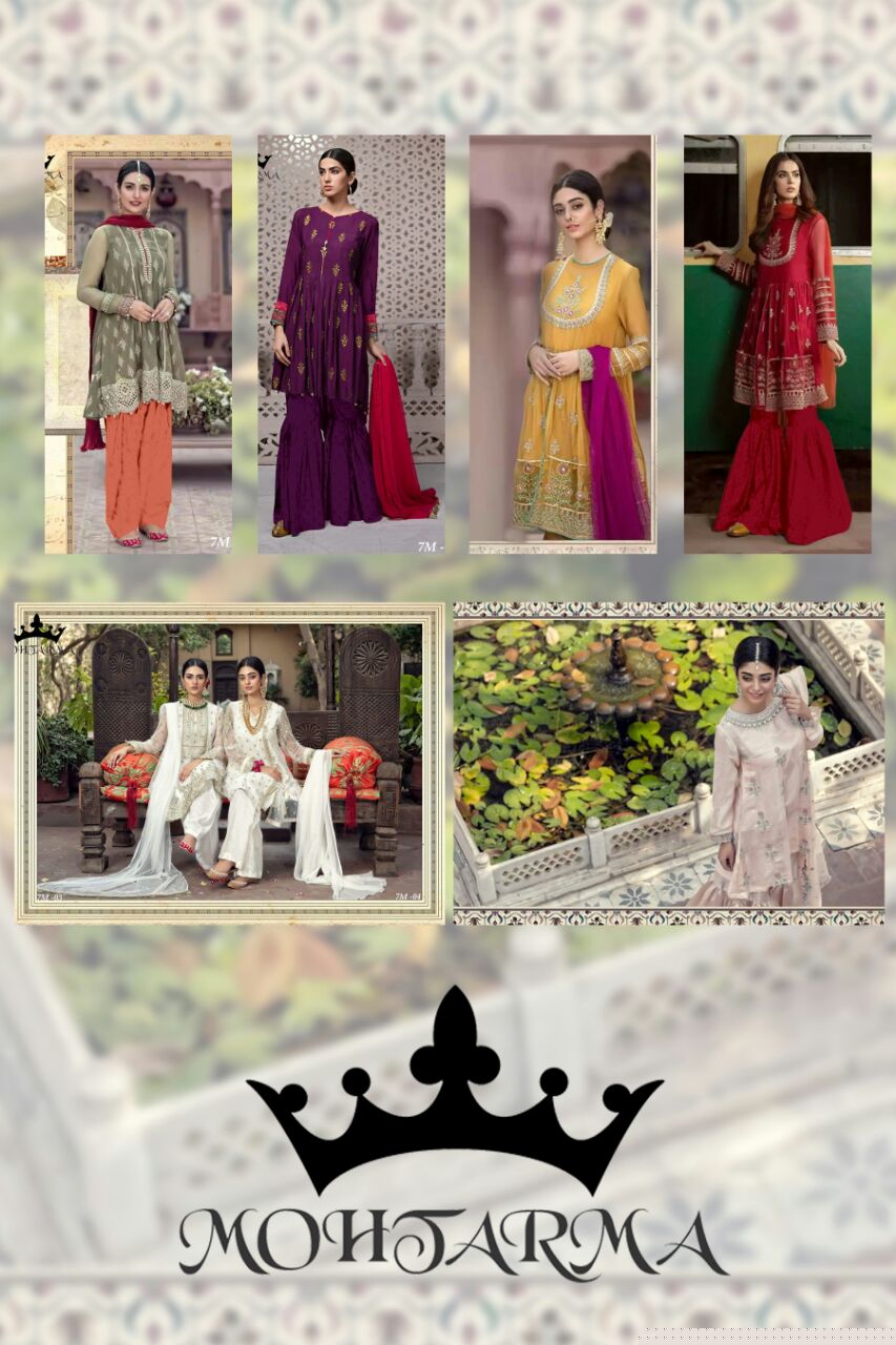 Naaz Vol-2 By Mohtarma Fabrics 01 To 07 Series Designer Pakistani Suits Collection Stylish Beautiful Fancy Colorful Party Wear & Occasional Wear Faux Georgette Dresses At Wholesale Price