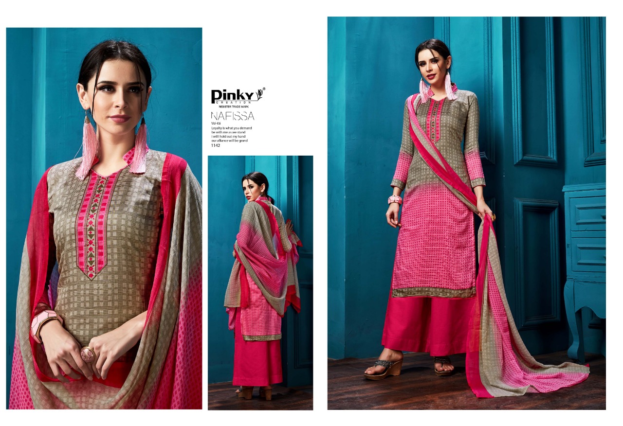 Nafissa Vol-6 By Pinky Creation 1141 To 1148 Series Designer Beautiful Stylish Fancy Colorful Casual Wear & Ethnic Wear & Ready To Wear Glace Dresses At Wholesale Price