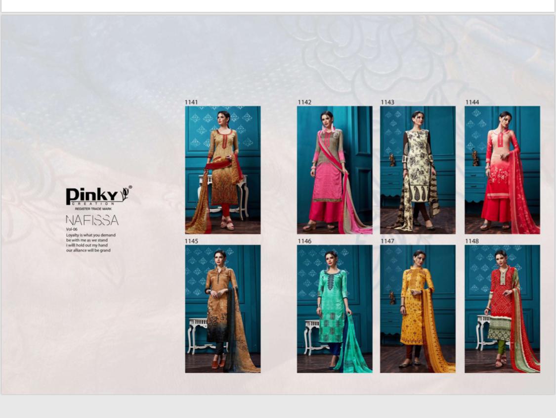 Nafissa Vol-6 By Pinky Creation 1141 To 1148 Series Designer Beautiful Stylish Fancy Colorful Casual Wear & Ethnic Wear & Ready To Wear Glace Dresses At Wholesale Price